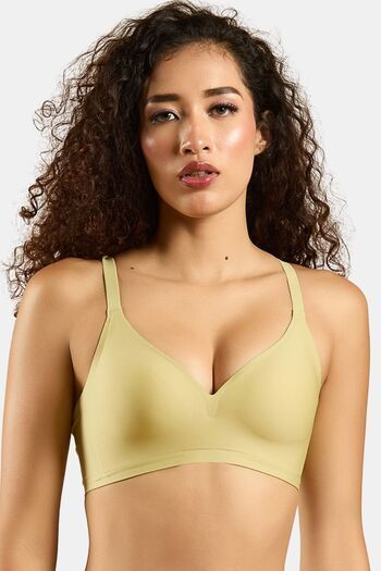 Buy Soie Padded Non-Wired Medium Coverage T-Shirt Bra - Lemon Grass